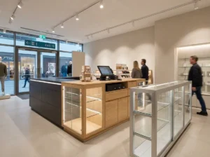 balcão para caixa em loja moderna