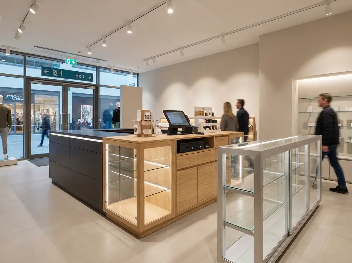 balcão para caixa em loja moderna