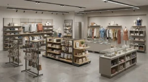 loja com vários expositores comerciais